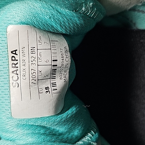 Scarpa Crux Air EU 38 US 7 Hiking Approach Shoes Smoke Ice Green Trail Vibram - Picture 12 of 16